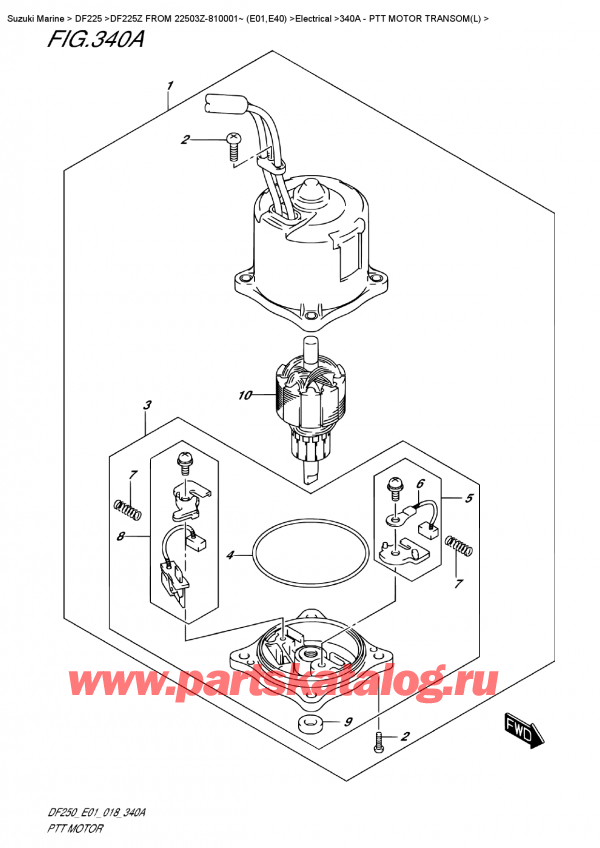  ,   , SUZUKI DF225Z X/XX FROM 22503Z-810001~ (E01),   Transom (L)