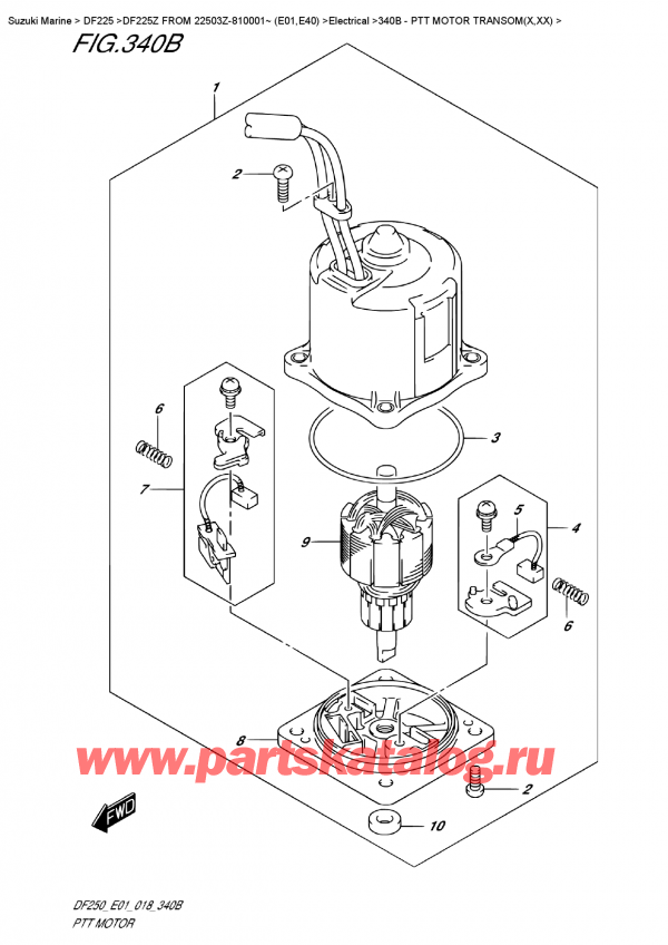 ,   , Suzuki DF225Z X/XX FROM 22503Z-810001~ (E01)  2018 ,   Transom (X, xx)