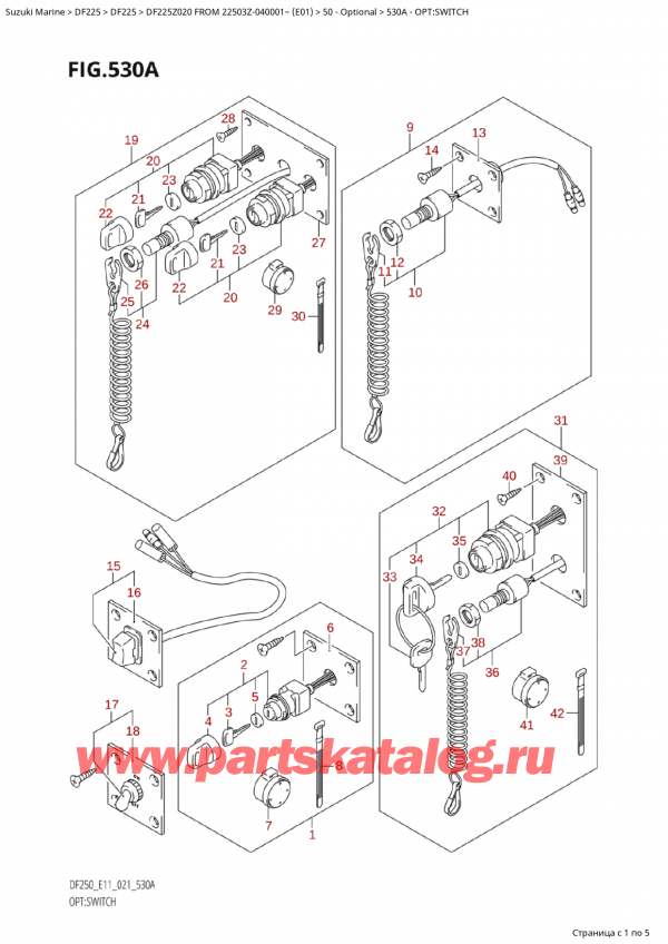  ,   , Suzuki Suzuki DF225Z X / XX FROM 22503Z-040001~  (E01 020)  , Opt:switch - : 