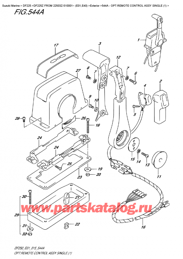  ,   , Suzuki DF225Z X / XX FROM 22503Z-510001~ (E01)  2015 , Opt:remote  Control  Assy  Single  (1) -    ,  (1)