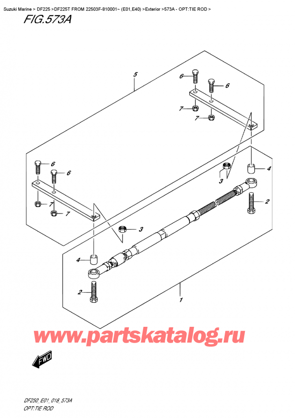  ,   , Suzuki DF225T X/XX FROM 22503F-810001~ (E01), : tie  / Opt:tie Rod