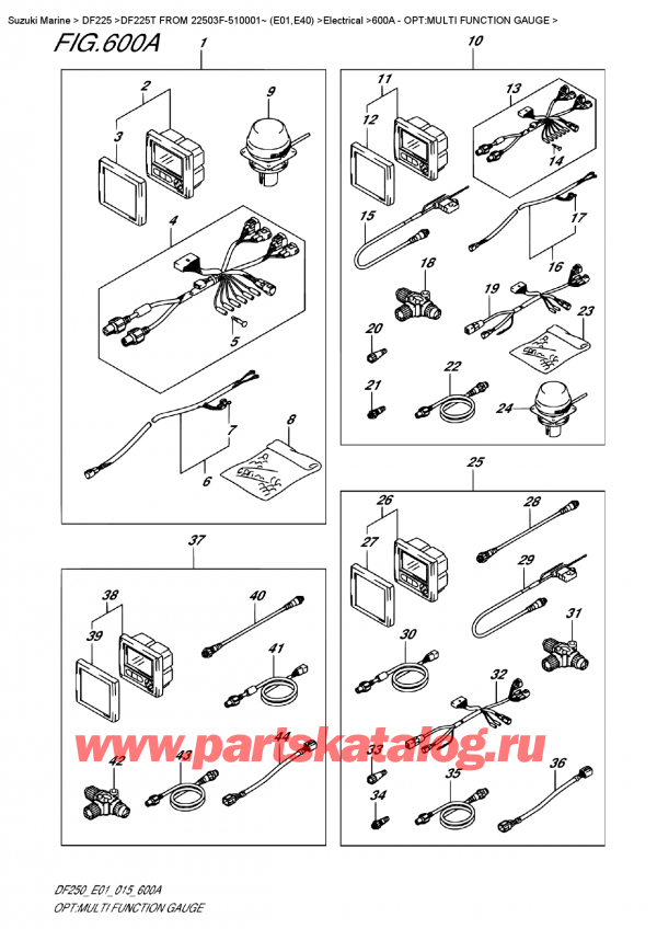  ,   , Suzuki DF225T X / XX FROM 22503F-510001~ (E01)  2015 , : multi Function Gauge