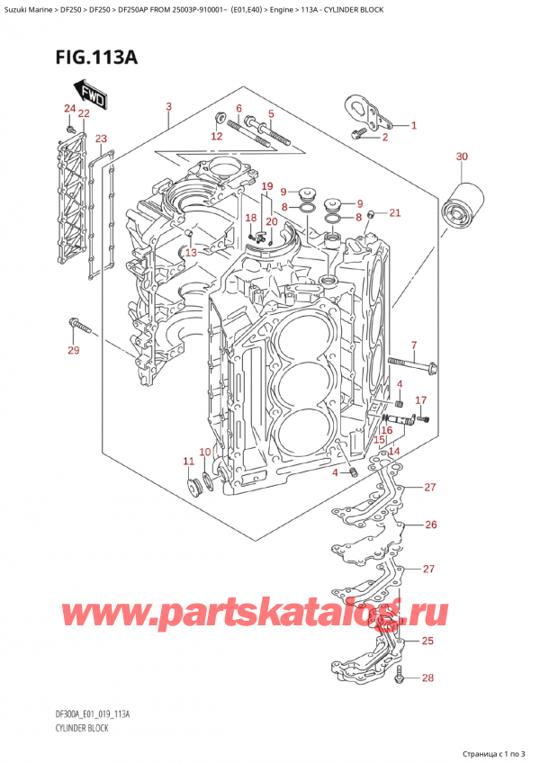   ,   , SUZUKI  DF250AP X/XX FROM 25003P-910001~ (E01), Cylinder Block