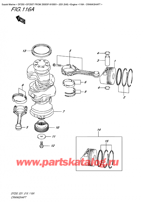  ,   , Suzuki DF250T X / XX FROM 25003F-910001~ (E01), Crankshaft