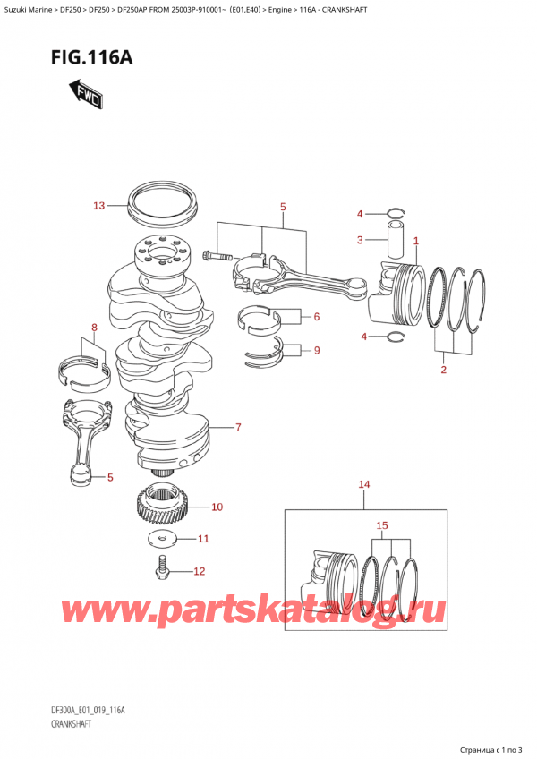  ,   , SUZUKI  DF250AP X/XX FROM 25003P-910001~ (E01)  2019 , Crankshaft / 