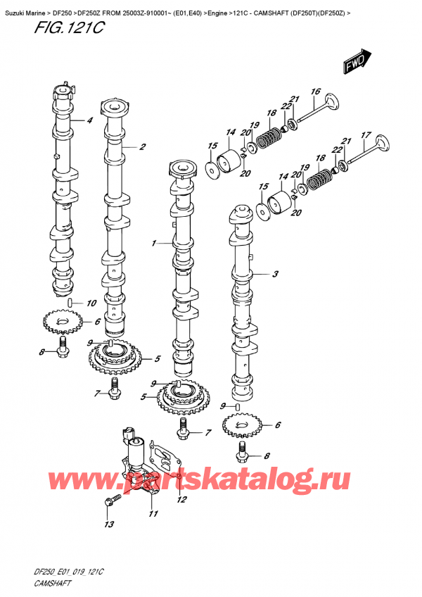 ,   , SUZUKI DF250Z X / XX FROM 25003Z-910001~ (E0)  2019 , Camshaft (Df250T)(Df250Z) -   (Df250T) (Df250Z)