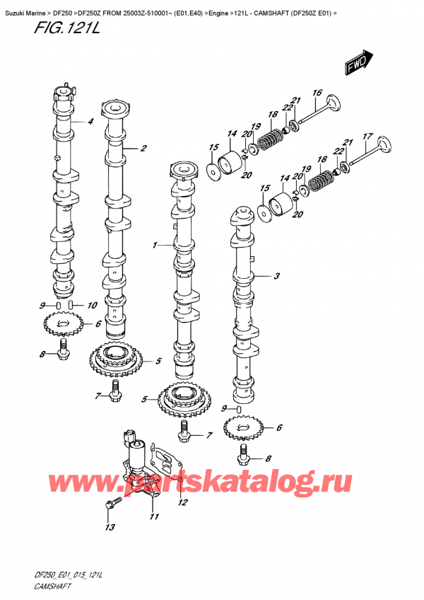 ,   , Suzuki DF250Z X/XX FROM 25003Z-510001~ (E01),   (Df250Z E01) - Camshaft (Df250Z  E01)