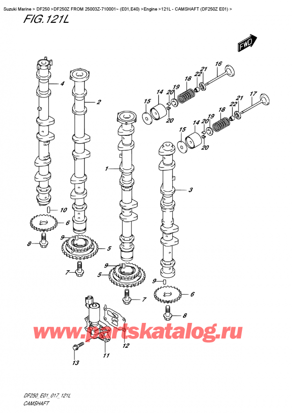   ,   , Suzuki DF250Z X / XX FROM 25003Z-710001~ (E01,E40)  2017 , Camshaft (Df250Z  E01) -   (Df250Z E01)