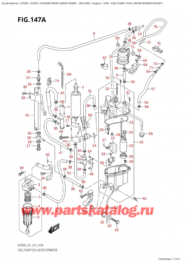 ,    ,   DF250AP X/XX FROM 25003P-910001~ (E01)  2019 ,   /    (E01) - Fuel  Pump  /  Fuel  Vapor  Separator  (E01)