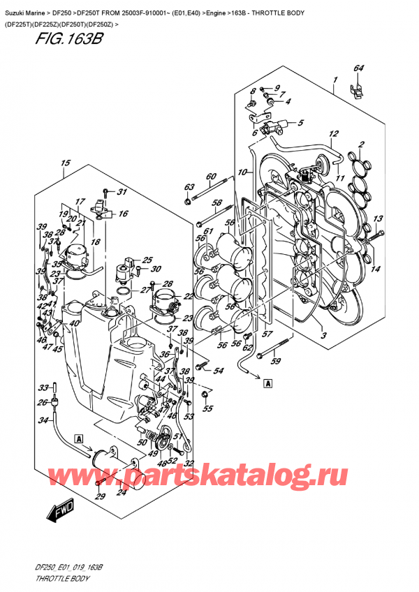  ,   , SUZUKI DF250T X / XX FROM 25003F-910001~ (E01), Throttle Body  (Df225T)(Df225Z)(Df250T)(Df250Z)