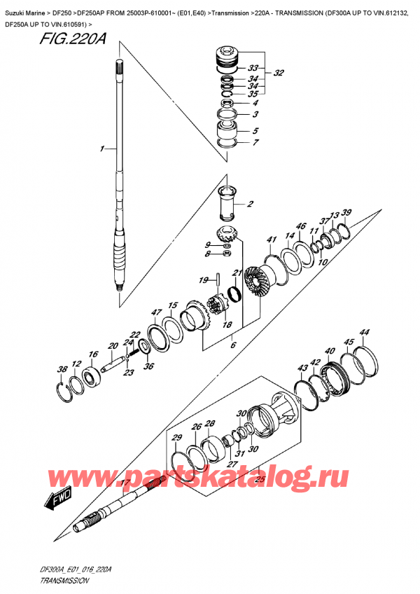  ,    ,  DF250AP L/X FROM 25003P-610001~ (E01)  , Transmission (Df300A Up To Vin.612132,