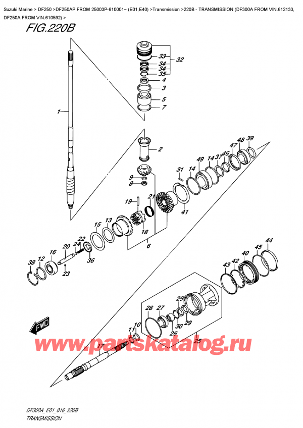  ,   , SUZUKI DF250AP L/X FROM 25003P-610001~ (E01)    2016 , Transmission (Df300A From Vin.612133,