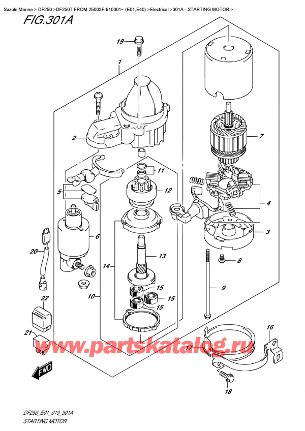 ,   , Suzuki DF250T X / XX FROM 25003F-910001~ (E01)  2019 , Starting Motor