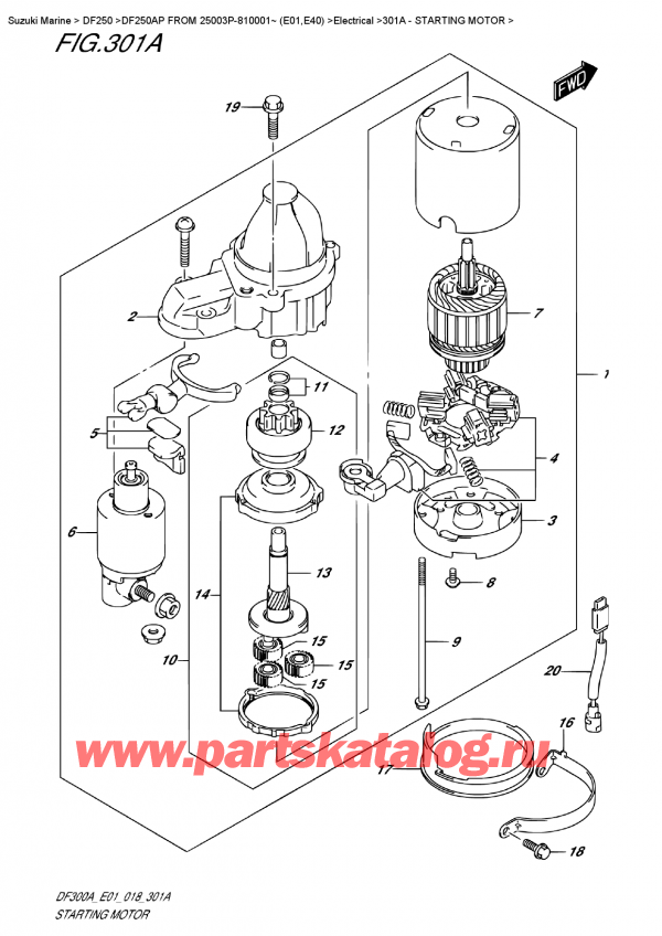   ,   , Suzuki DF250AP X / XX FROM 25003P-810001~ (E01)  2018 , Starting  Motor