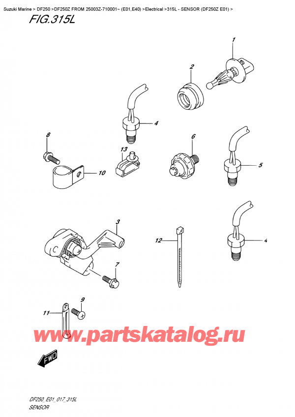  ,   , Suzuki DF250Z X / XX FROM 25003Z-710001~ (E01,E40)  2017 , Sensor (Df250Z E01)