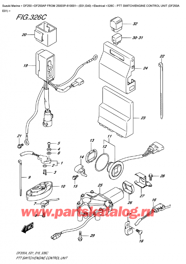  ,    ,  DF250AP L/X FROM 25003P-610001~ (E01)  , Ptt Switch/engine Control Unit (Df250A -   /    (Df250A