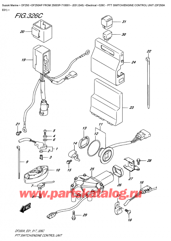  ,    , Suzuki DF250AP X / XX FROM 25003P-710001~ (E01),   /    (Df250A E01) / Ptt Switch/engine  Control  Unit  (Df250A  E01)