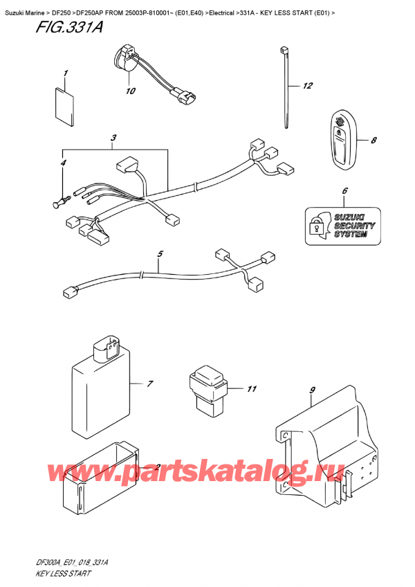  ,   , Suzuki DF250AP X / XX FROM 25003P-810001~ (E01)  2018 , Key Less Start  (E01)