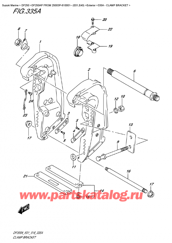   ,   , Suzuki DF250AP L/X FROM 25003P-610001~ (E01)  , Clamp Bracket