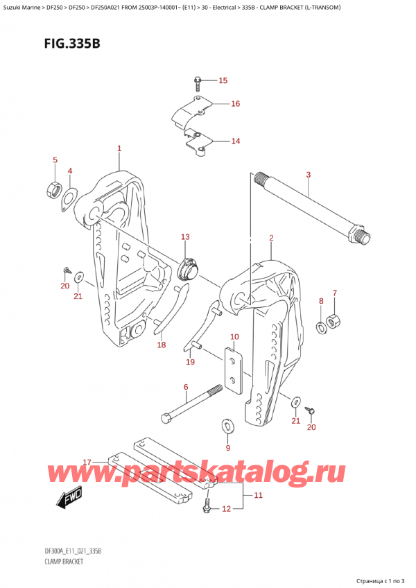  ,    , Suzuki Suzuki DF250AP X / XX FROM 25003P-140001~  (E11 021)  2021 , Clamp Bracket (LTransom)