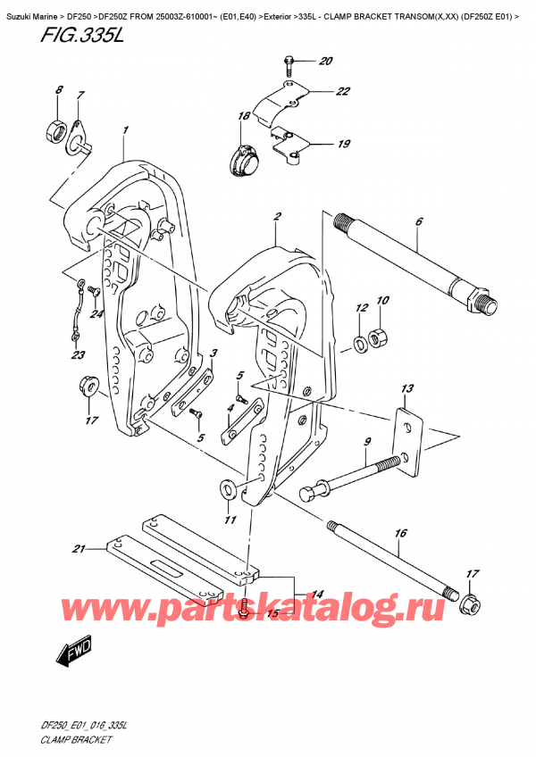   ,   , Suzuki DF250Z X/XX FROM 25003Z-610001~ (E01)  2016 , Clamp Bracket  Transom(X,xx)  (Df250Z  E01) /   Transom (X, xx) (Df250Z E01)