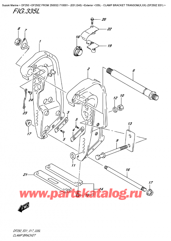  ,   , SUZUKI DF250Z X / XX FROM 25003Z-710001~ (E01,E40)  2017 , Clamp Bracket  Transom(X,xx)  (Df250Z  E01)