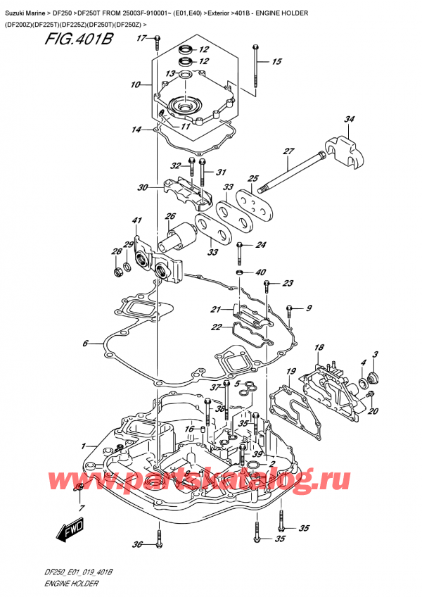 ,    , Suzuki DF250T X / XX FROM 25003F-910001~ (E01)  2019 , Engine Holder  (Df200Z)(Df225T)(Df225Z)(Df250T)(Df250Z)