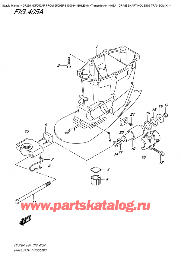  ,   , Suzuki DF250AP X / XX FROM 25003P-810001~ (E01)  2018 , Drive  Shaft  Housing  Transom(X) /    Transom (X)