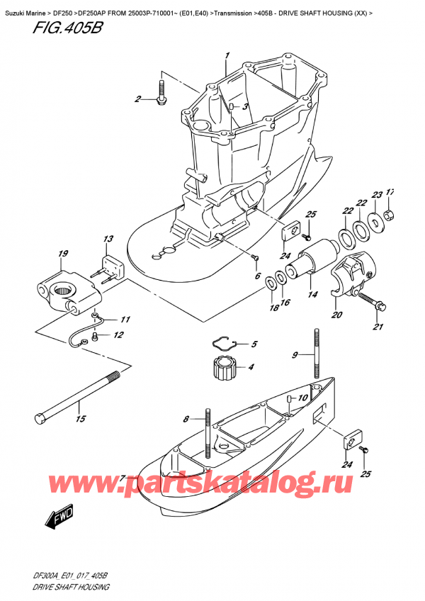   ,    , Suzuki DF250AP X / XX FROM 25003P-710001~ (E01)  2017 , Drive  Shaft  Housing  (Xx)