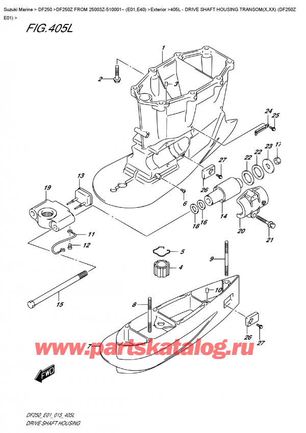  ,    ,  DF250Z X/XX FROM 25003Z-510001~ (E01), Drive Shaft Housing  Transom(X,xx)  (Df250Z  E01) -    Transom (X, xx) (Df250Z E01)