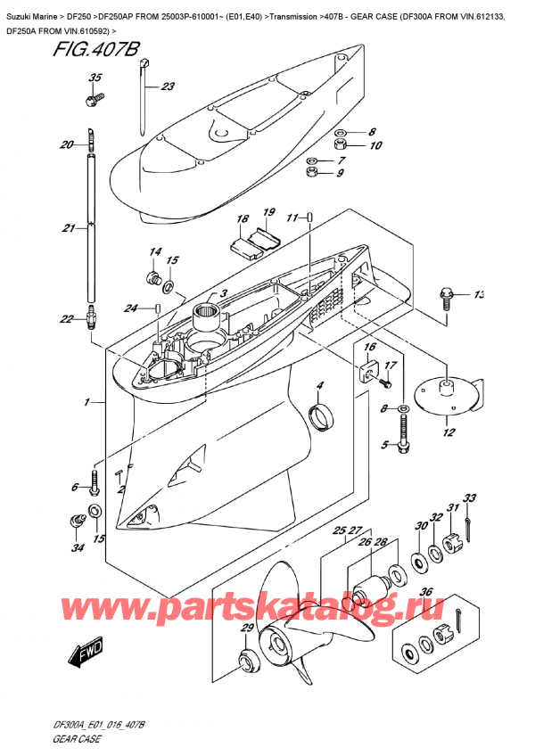  ,    , Suzuki DF250AP L/X FROM 25003P-610001~ (E01)  ,    (Df300A From Vin.612133, - Gear Case (Df300A From Vin.612133,