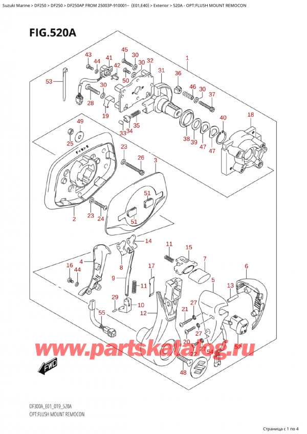   ,    , Suzuki  DF250AP X/XX FROM 25003P-910001~ (E01), Opt:flush Mount Remocon