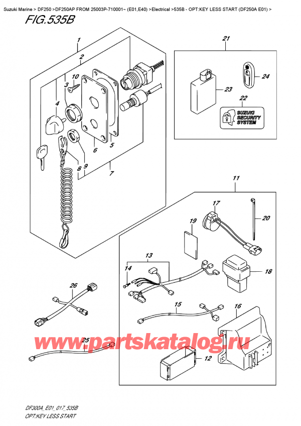  , , SUZUKI DF250AP X / XX FROM 25003P-710001~ (E01)  2017 , Opt:key Less  Start  (Df250A  E01)