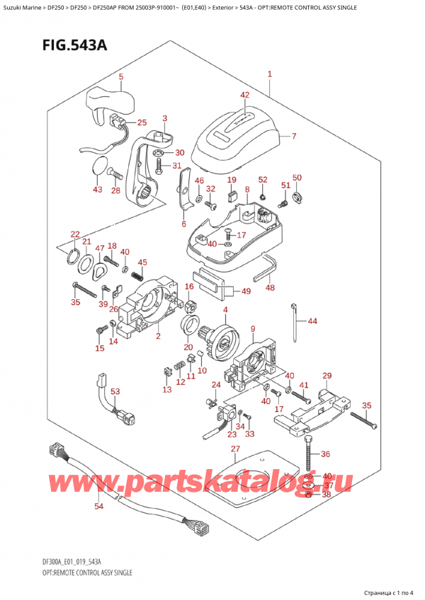  ,    , Suzuki  DF250AP X/XX FROM 25003P-910001~ (E01)  2019 , Opt:remote Control Assy Single /    , 