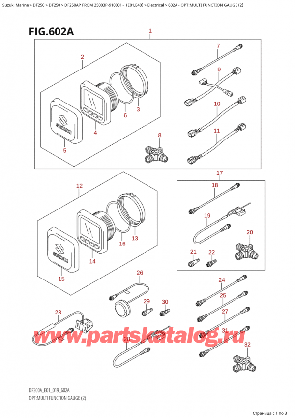 , , SUZUKI  DF250AP X/XX FROM 25003P-910001~ (E01)  2019 , Opt:multi Function Gauge (2)