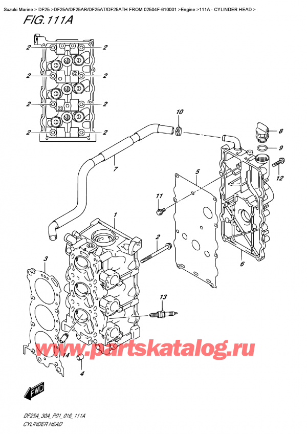   ,   ,  DF25A S/L FROM 02504F-610001    2016 ,    - Cylinder  Head