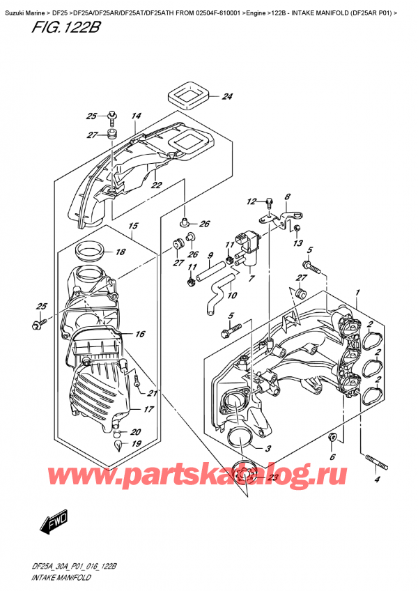 ,   , SUZUKI DF25AR S/L FROM 02504F-610001    2016 , Intake  Manifold  (Df25Ar  P01) /   (Df25Ar P01)