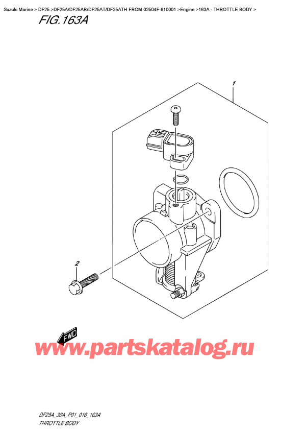 ,   , SUZUKI DF25AR S/L FROM 02504F-610001  , Throttle Body