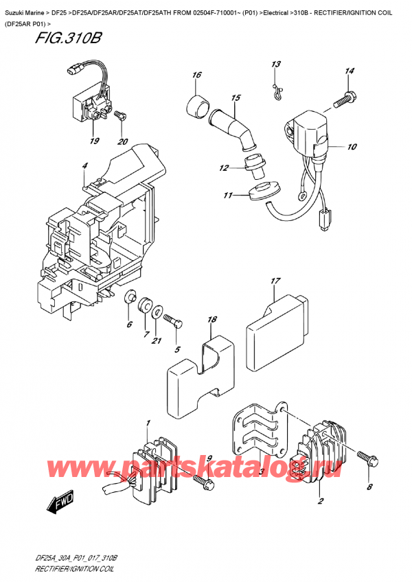  ,   , SUZUKI DF25A RS FROM 02504F-710001~ (P01)    2017 , Rectifier/ignition  Coil  (Df25Ar  P01)