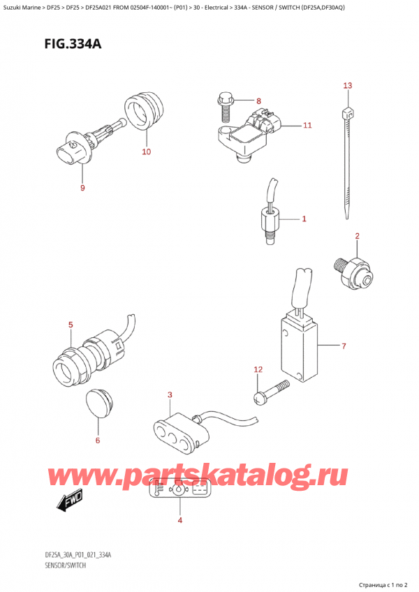 ,   , Suzuki Suzuki DF25A S FROM 02504F-140001~ (P01 021), Sensor / Switch (Df25A,Df30Aq)