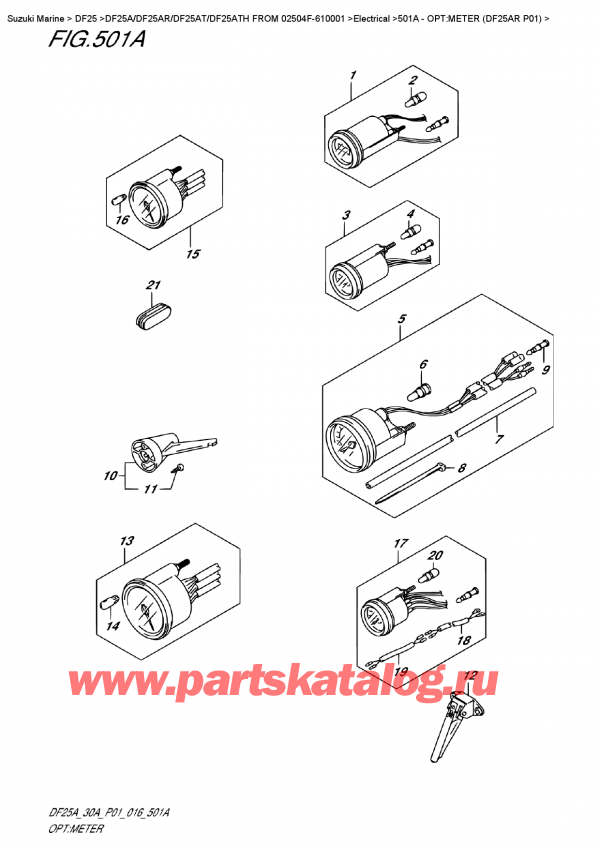 ,   , Suzuki DF25AR S/L FROM 02504F-610001  , Opt:meter  (Df25Ar  P01) / :  (Df25Ar P01)