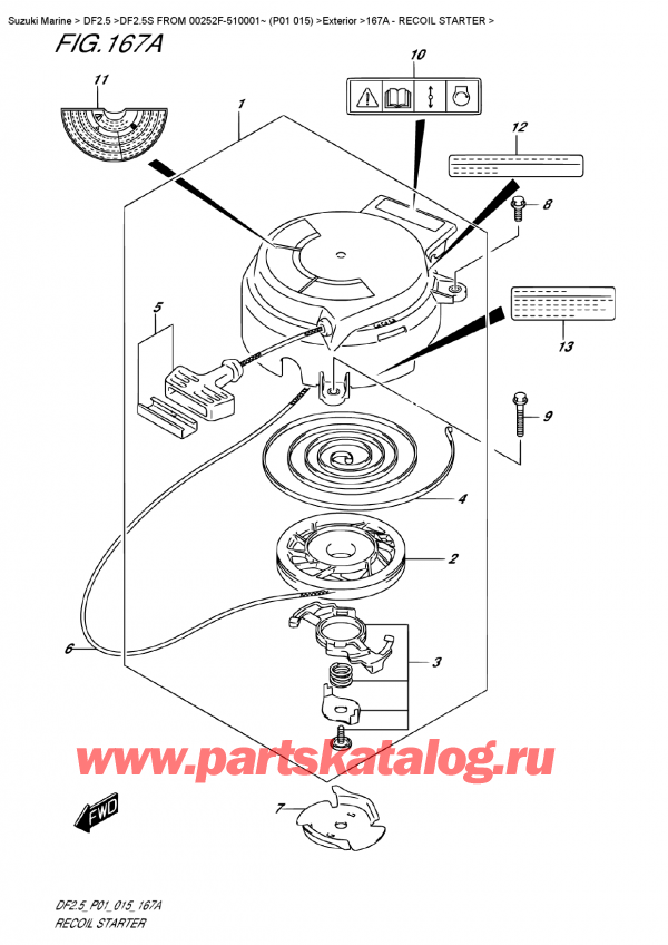  ,   , SUZUKI DF2.5S FROM 00252F-510001~ (P01 015)   2015 , Recoil Starter