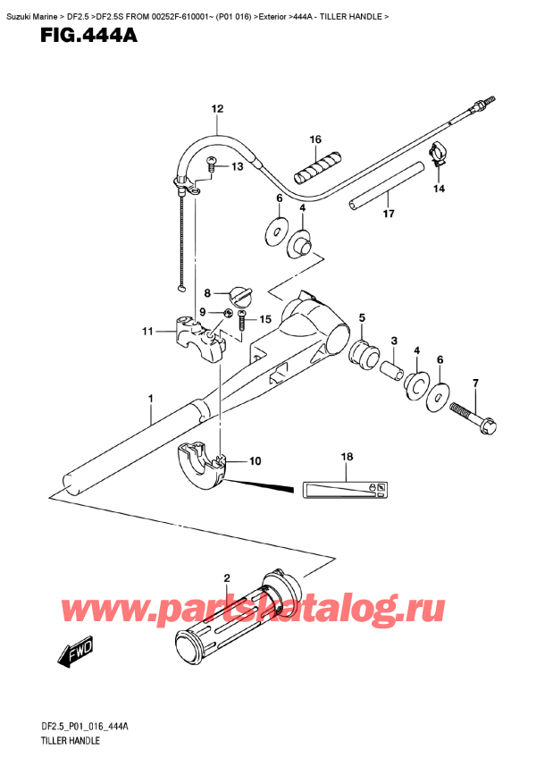   ,   , Suzuki DF2.5S FROM 00252F-610001~ (P01 016)   2016 , Tiller Handle - 