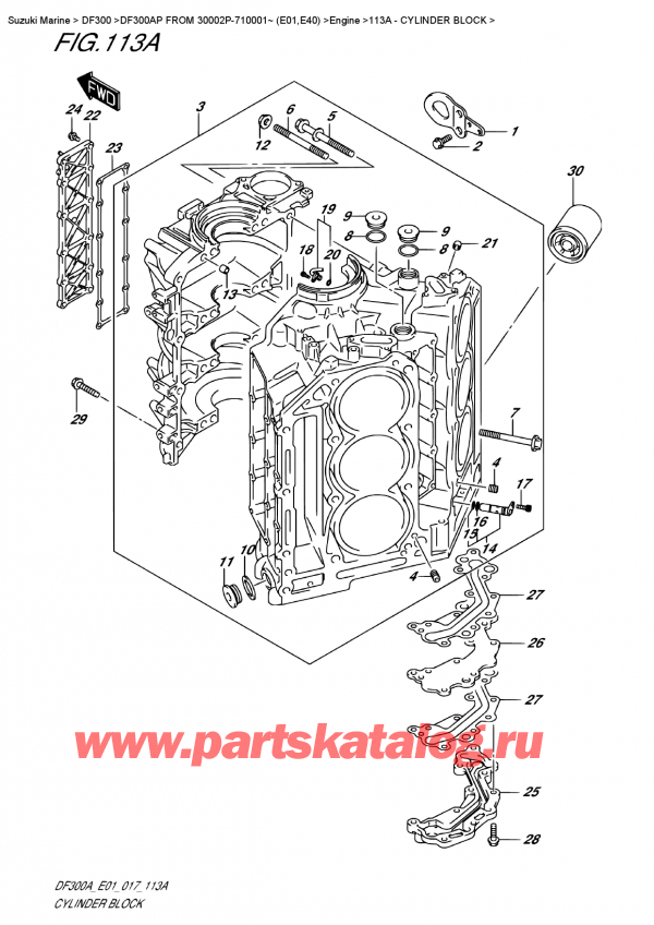 ,   , Suzuki DF300AP X/XX FROM 30002P-710001~ (E01)    2017 , Cylinder Block