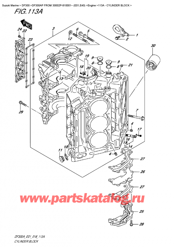  ,   , SUZUKI DF300AP X/XX FROM 30002P-810001~ (E01),   - Cylinder Block