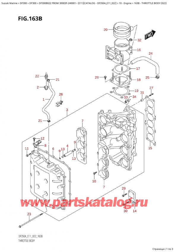   ,   , SUZUKI Suzuki DF300B TX / TXX FROM 30003F-240001~  (E11 022), Throttle  Body  (022) -   (022)