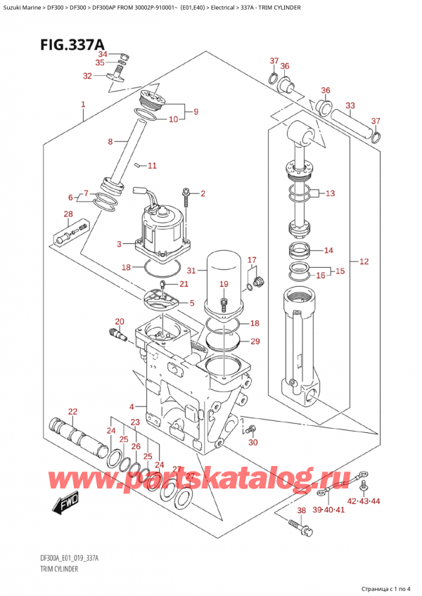  ,    , Suzuki  DF300AP X/XX FROM 30002P-910001~ (E01)   2019 , Trim Cylinder -  