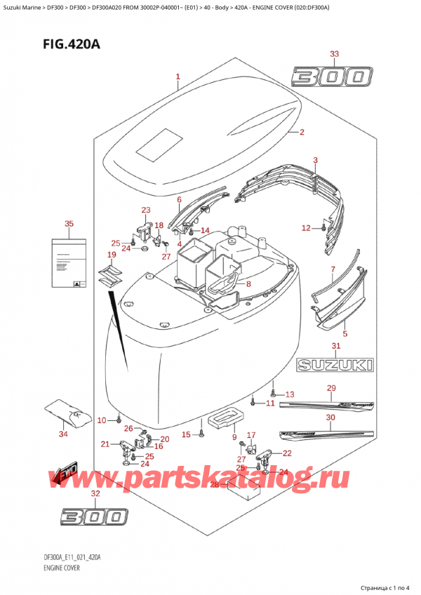  , ,  Suzuki DF300AP X / XX FROM 30002P-040001~  (E01 020),   () (020: Df300A) - Engine Cover (020:Df300A)