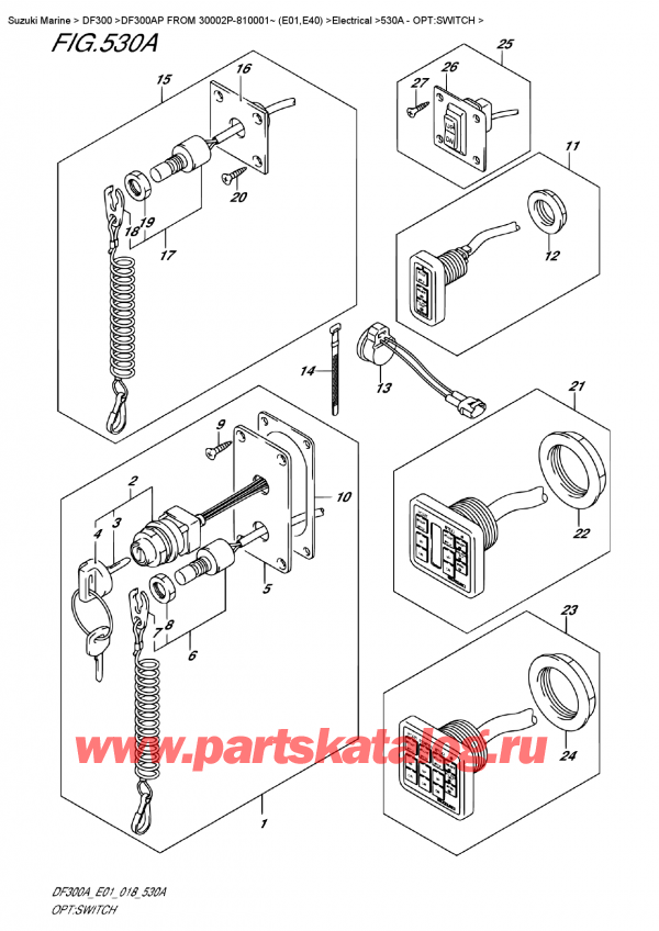   ,    , Suzuki DF300AP X/XX FROM 30002P-810001~ (E01)  2018 , : 