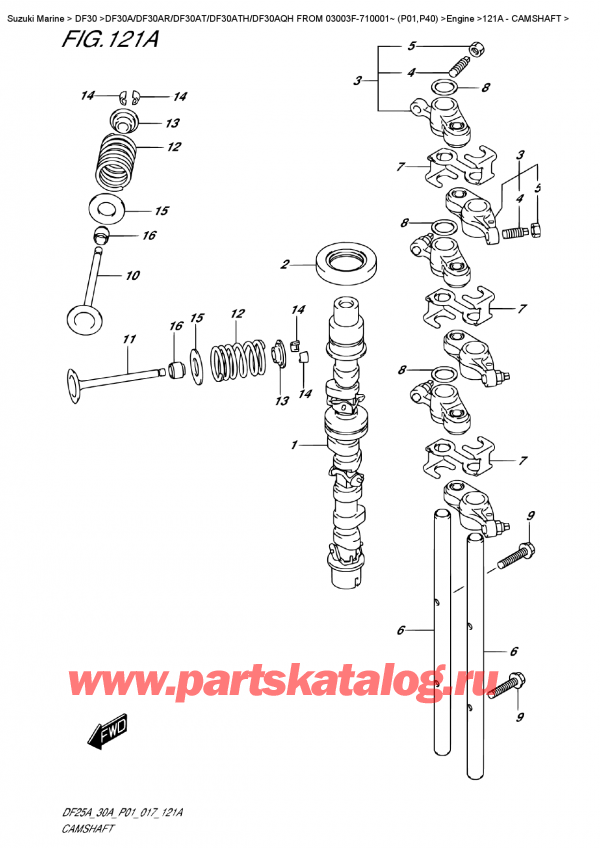  ,  , Suzuki DF30A TS / TL FROM 03003F-710001~ (P01) , Camshaft